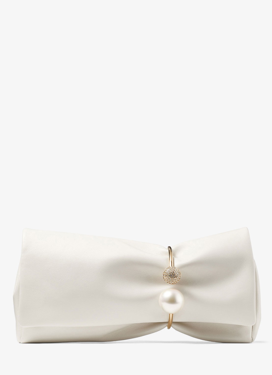 Jimmy Choo Xandra clutch van leer - voorkant 5 gebroken wit