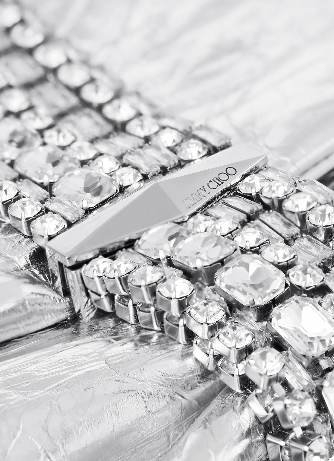 Jimmy Choo Zandra clutch van kalfsleer met metallic finish - detail 4 zilver