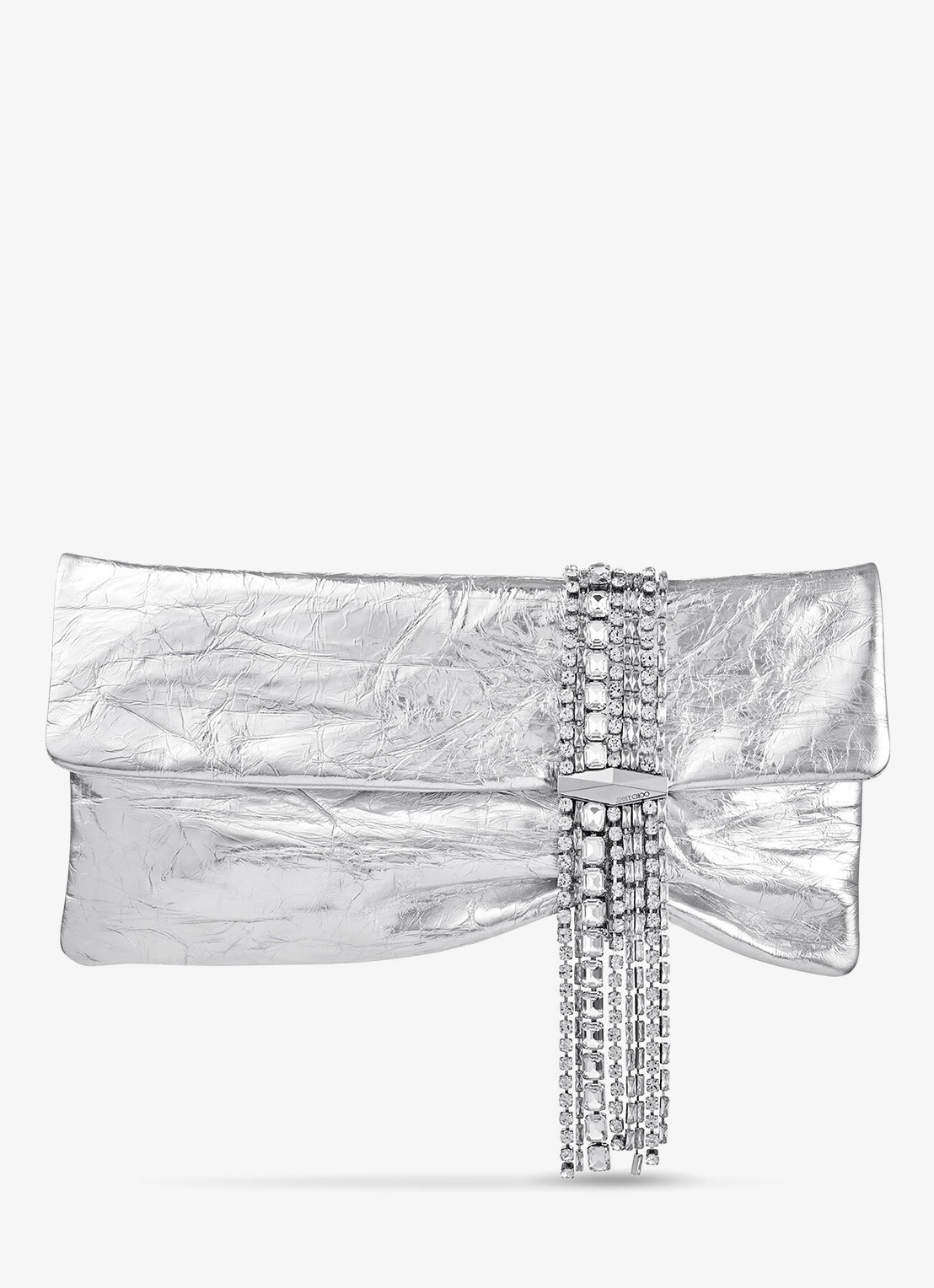 Jimmy Choo Zandra clutch van kalfsleer met metallic finish - voorkant zilver