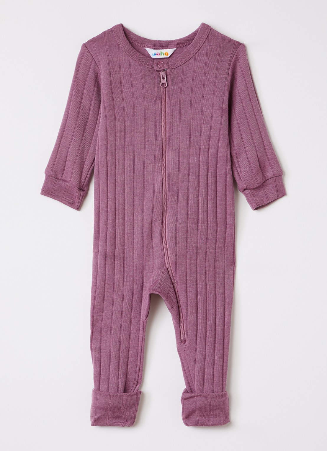 Joha Babypak in zijdeblend met ribstructuur - voorkant taupe