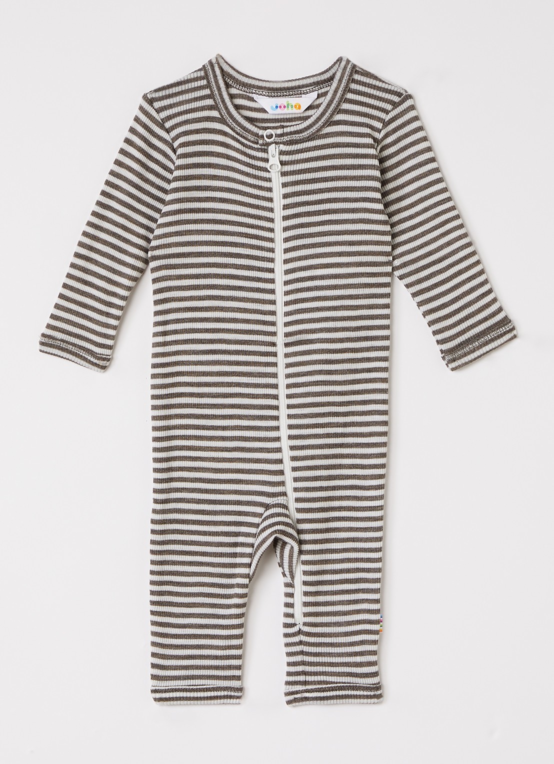 Joha Babypak in zijdeblend met streepprint - voorkant zand