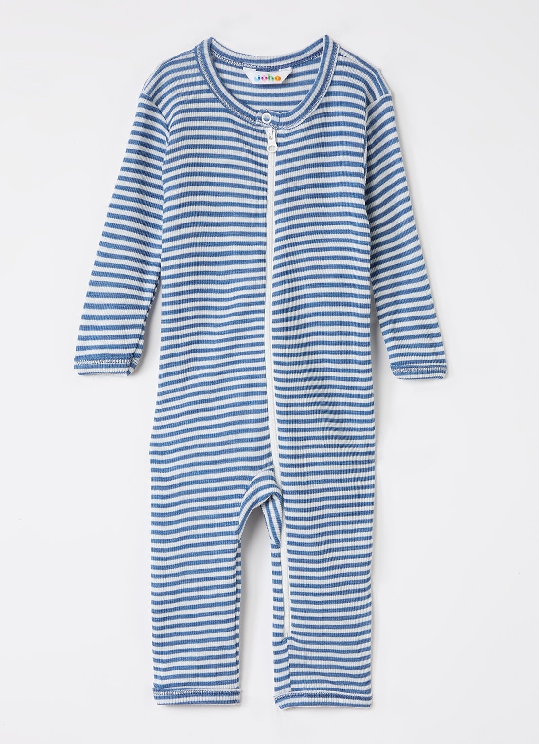 Joha Babypak in zijdeblend met streepprint - voorkant 3 indigo