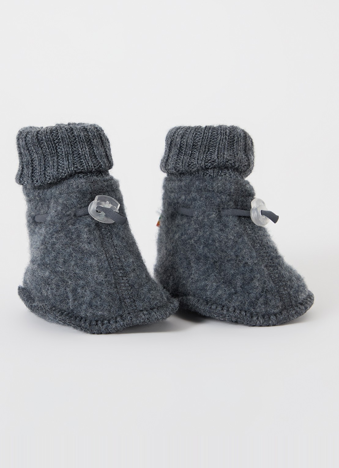 Joha Babyslofjes van merino wol - voorkant 2 donkergrijs