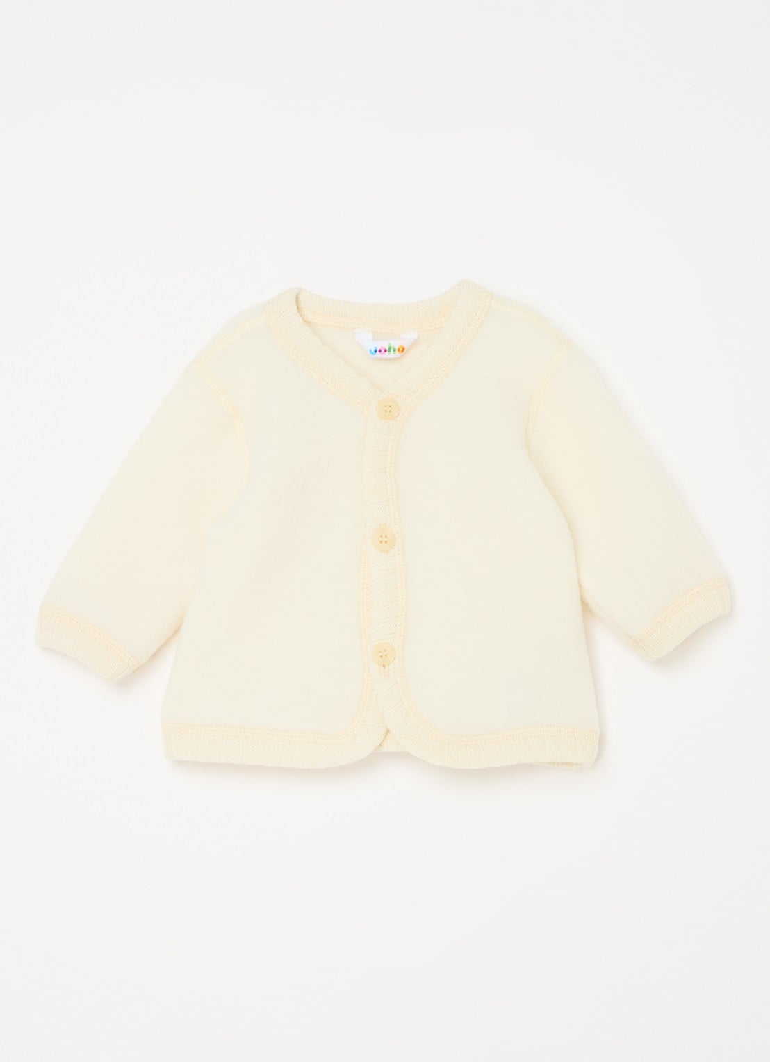 Joha Grofgebreid vest van merino wol - voorkant creme