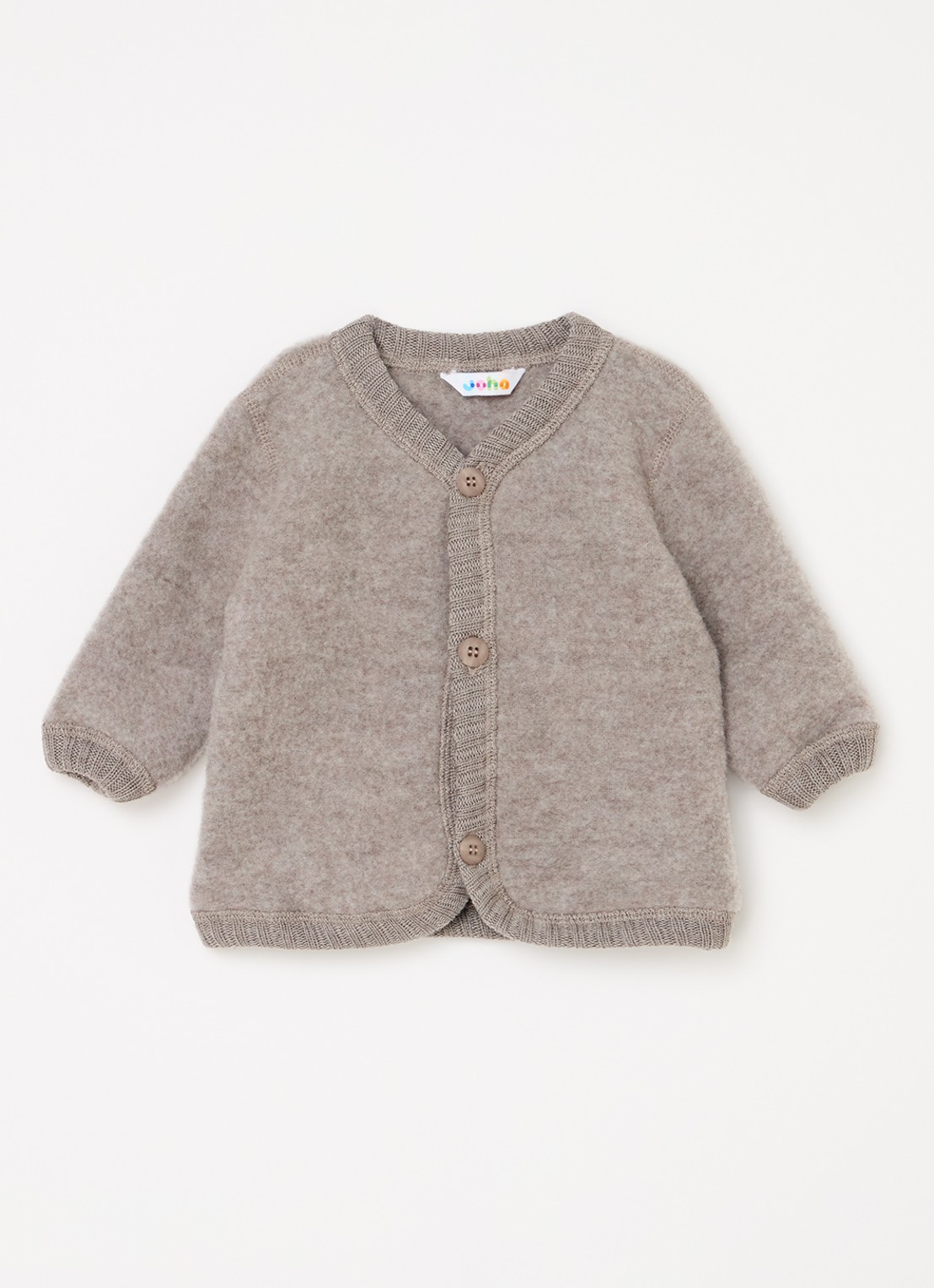 Joha Grofgebreid vest van merino wol - voorkant khaki