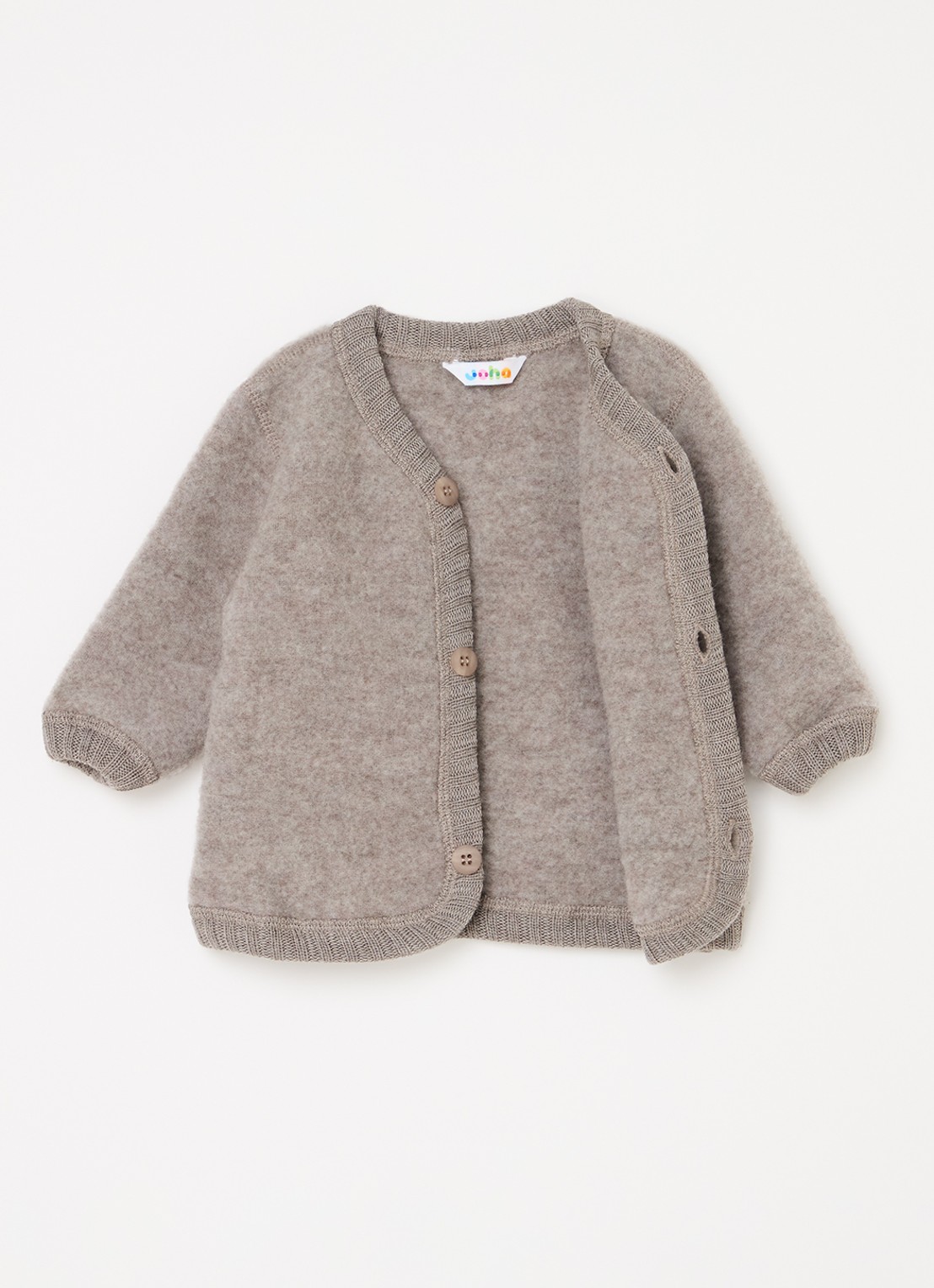 Joha Grofgebreid vest van merino wol - voorkant 2 khaki