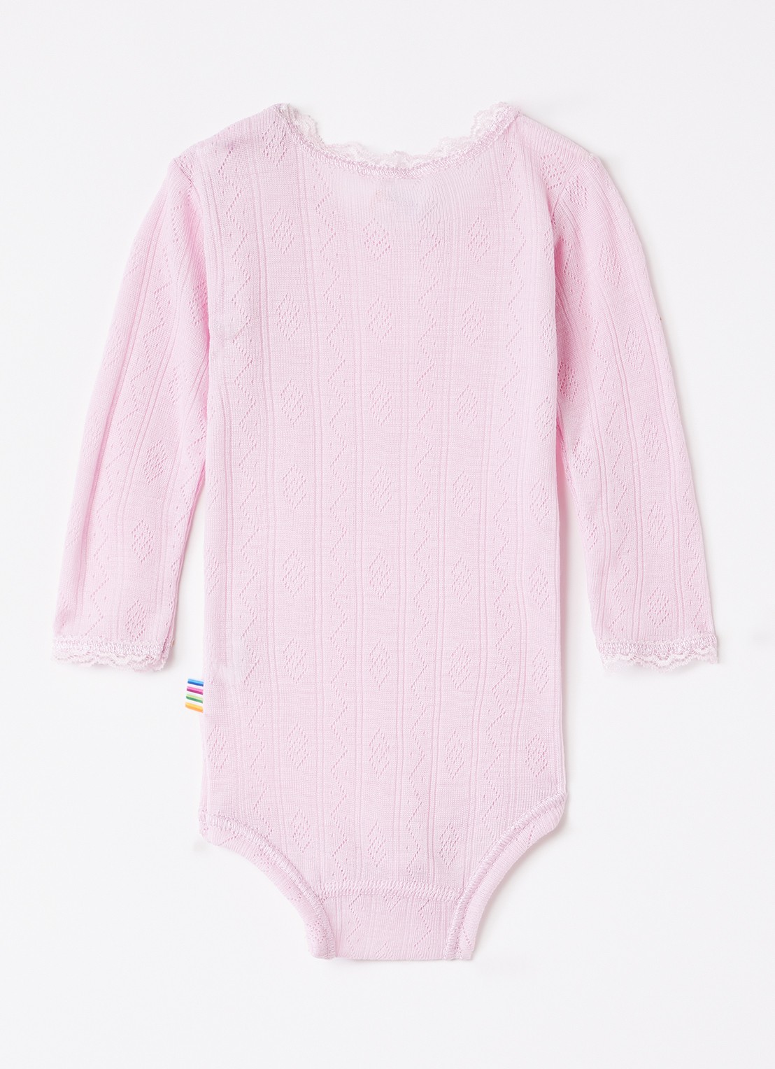Joha Pointelle romper in wol-zijdeblend - voorkant 2 roze