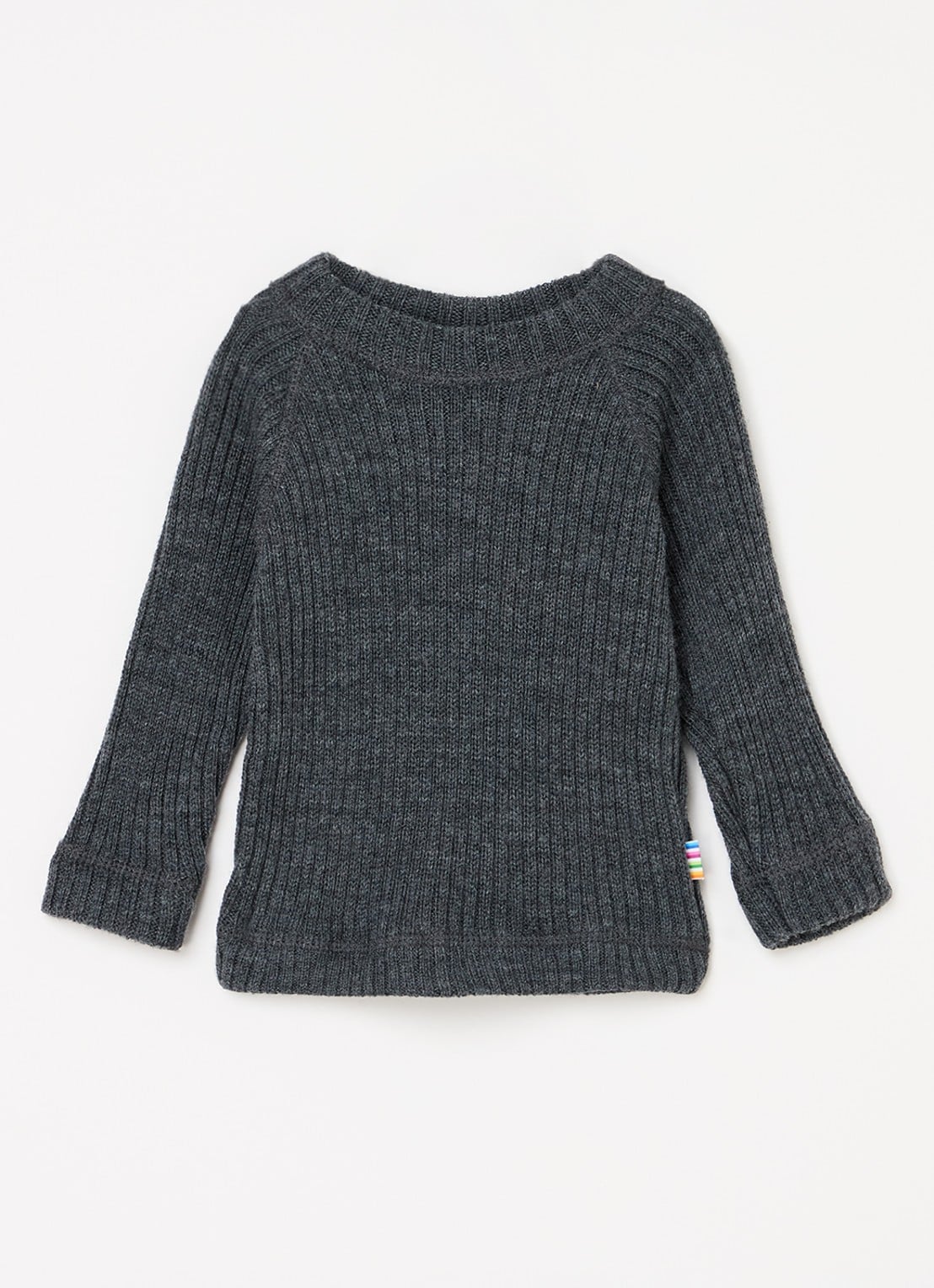 Joha Ribgebreide pullover van merino wol - voorkant 2 donkergrijs