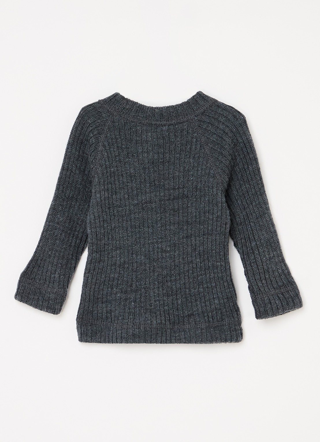Joha Ribgebreide pullover van merino wol - voorkant 3 donkergrijs