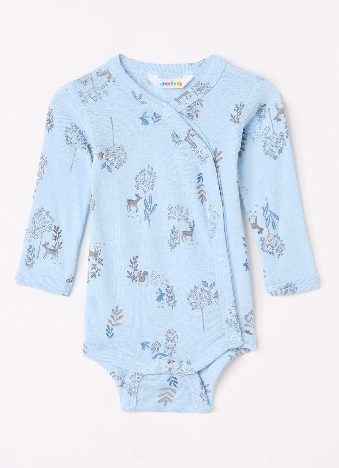 Joha Romper in zijdeblend met print - voorkant lichtblauw