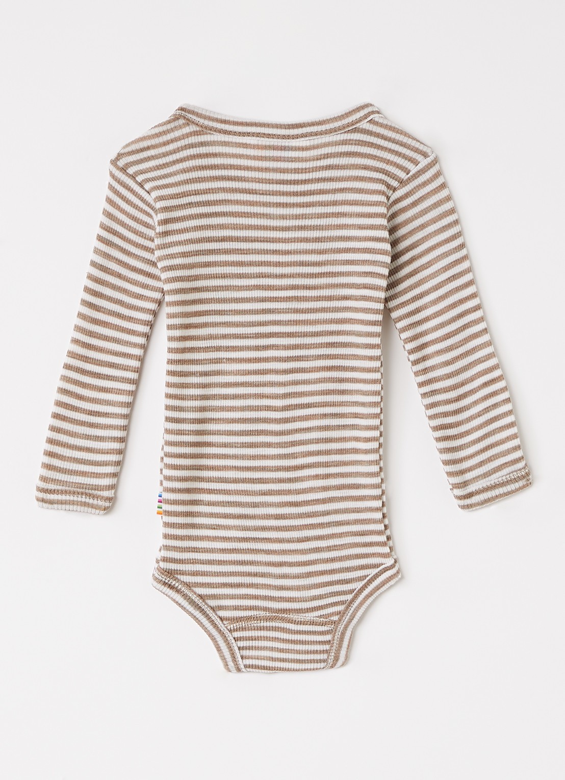 Joha Romper in zijdeblend met streepprint - voorkant 2 zand