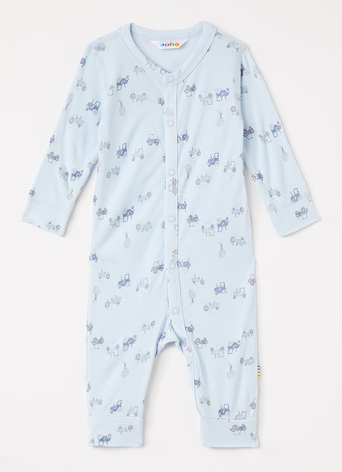 Joha Romper met bloemenprint - voorkant lichtblauw