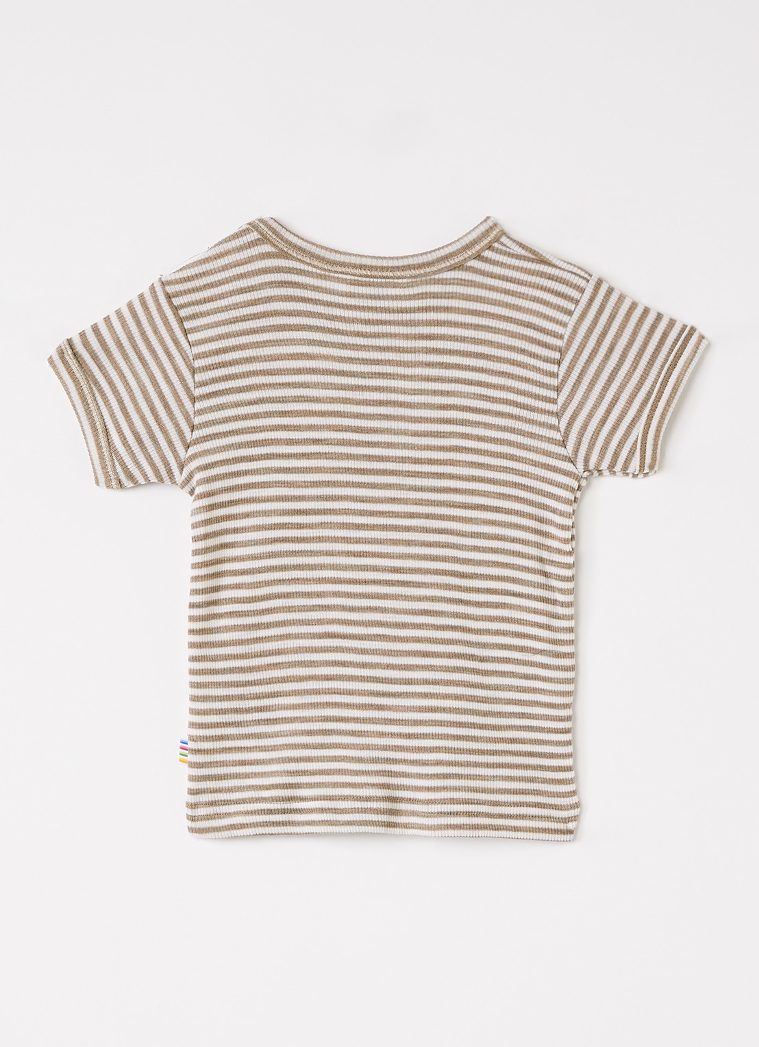 Joha T-shirt in zijdeblend met streepprint - voorkant 2 zand
