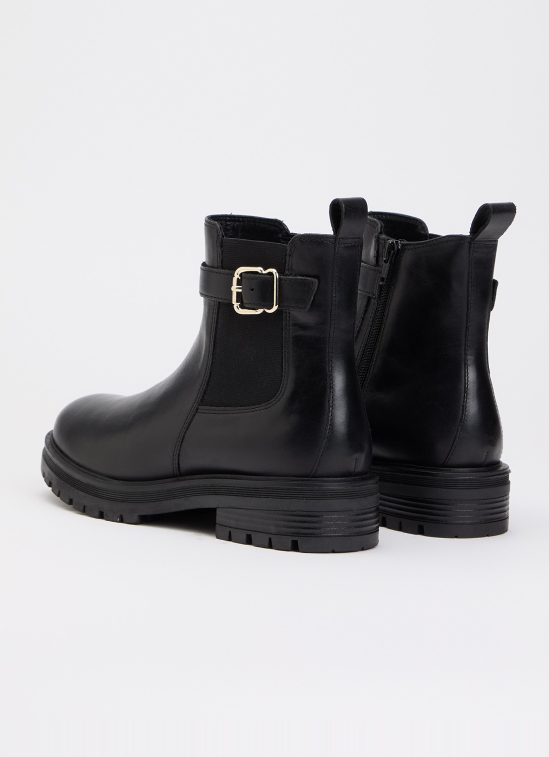 Jonak Agile biker boot van leer met gespdetail - achterkant zwart