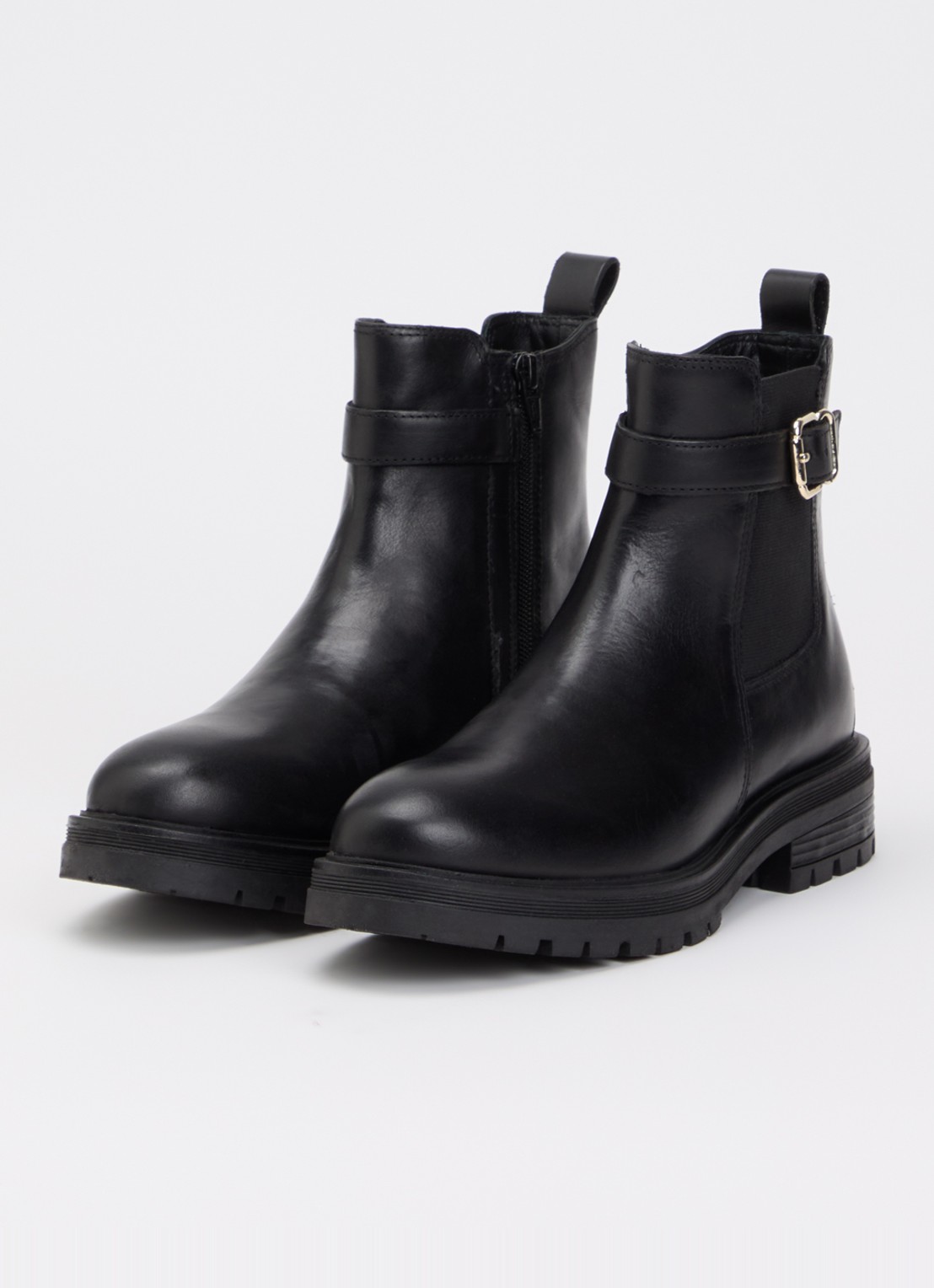Jonak Agile biker boot van leer met gespdetail - detail 2 zwart