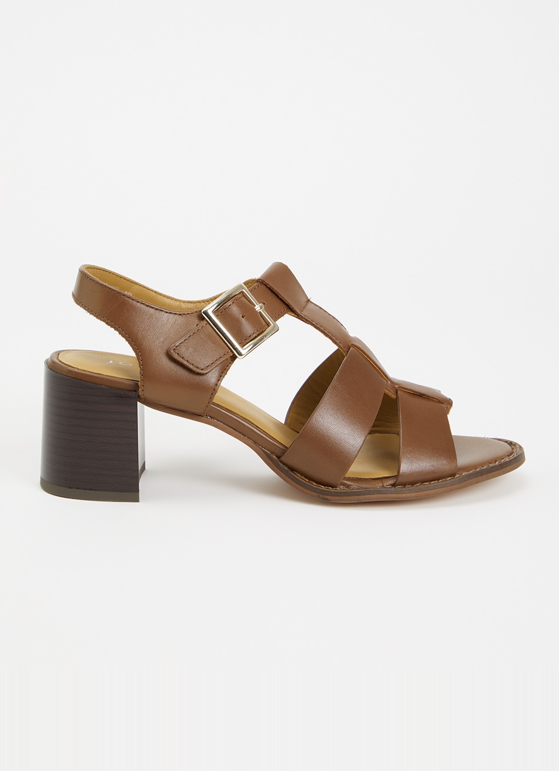 Jonak Alexandrie sandalette van leer met gespdetail  - voorkant 4 hazelnootbruin