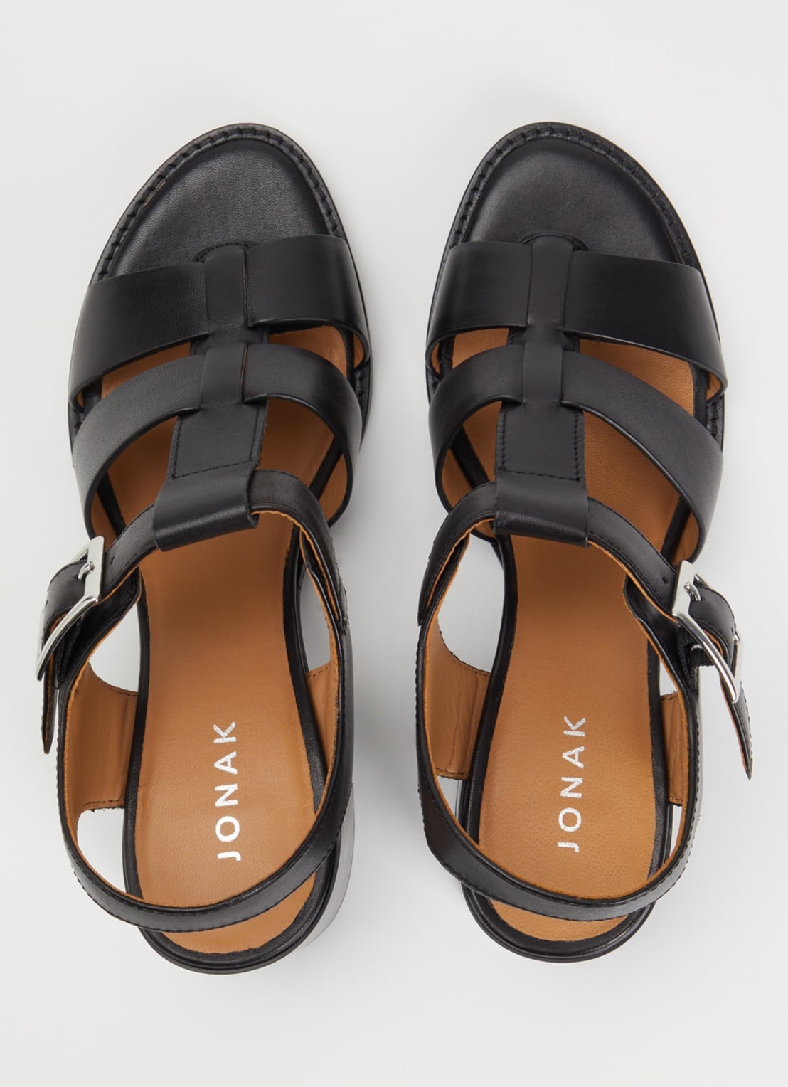 Jonak Alexandrie sandalette van leer met gespdetail  - detail 2 zwart
