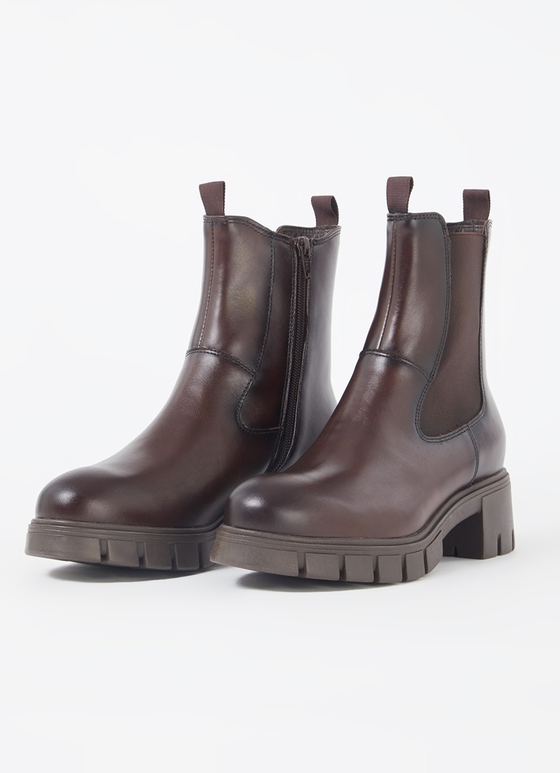 Jonak Arona chelsea boot van leer  - detail 4 kastanjebruin