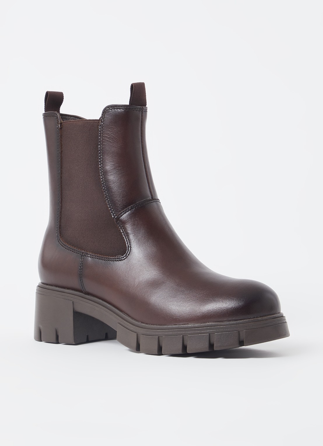 Jonak Arona chelsea boot van leer  - voorkant 2 kastanjebruin