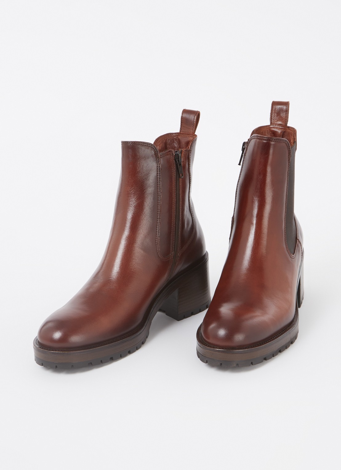 Jonak Cecile chelsea boot van kalfsleer - detail roodbruin