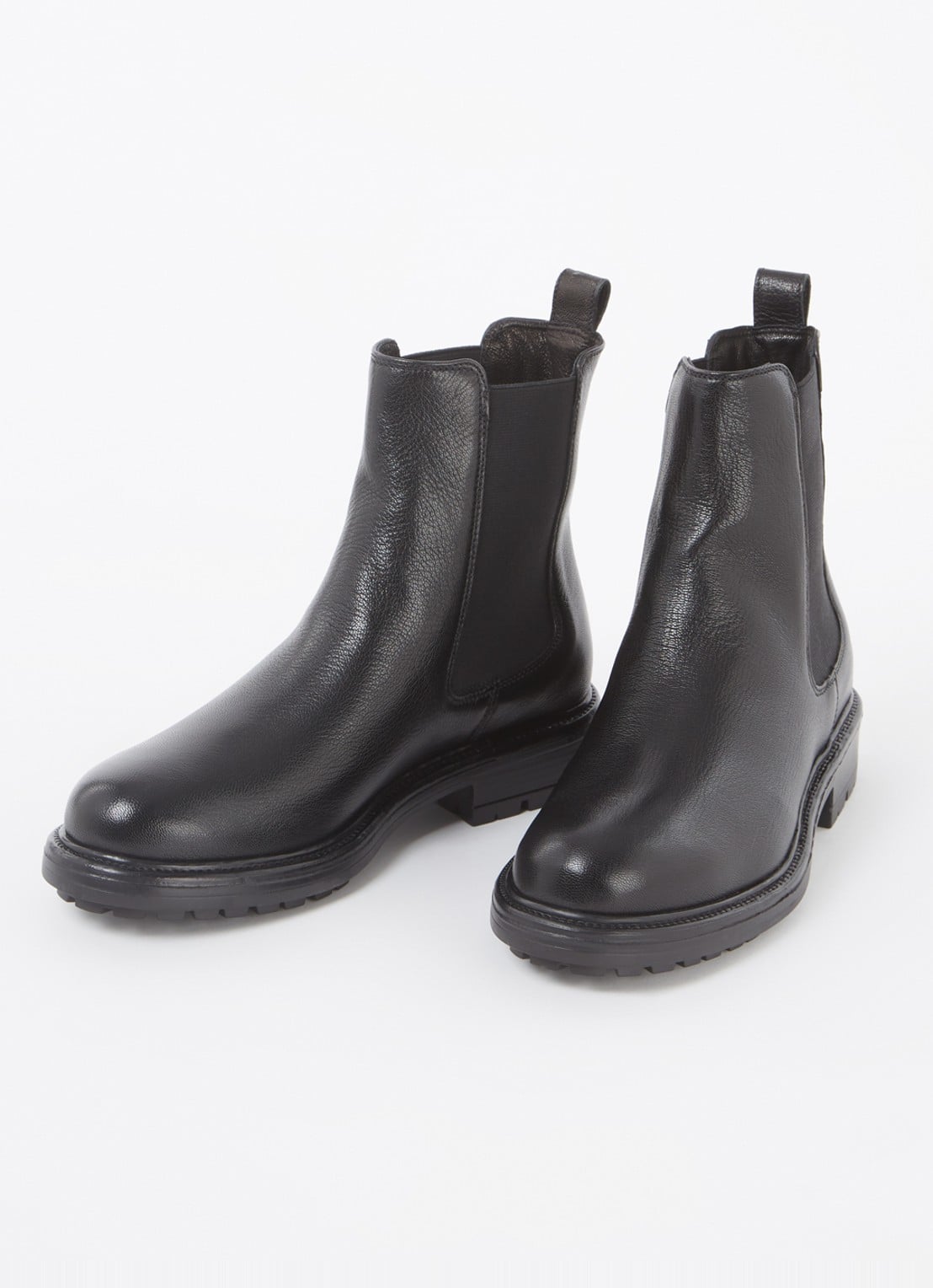 Jonak Celina chelsea boot van geitenleer met structuur - detail zwart