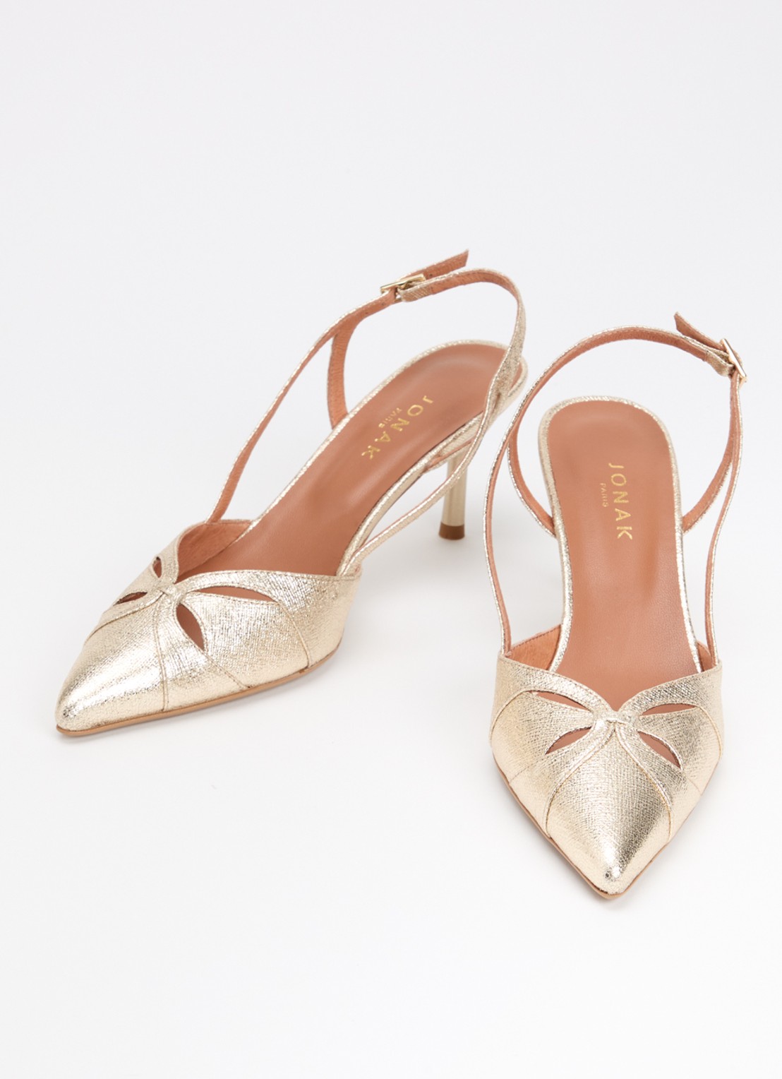 Jonak Damour slingback met metallic finish - detail 2 goud