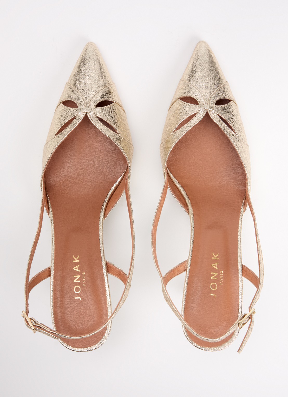Jonak Damour slingback met metallic finish - detail 3 goud