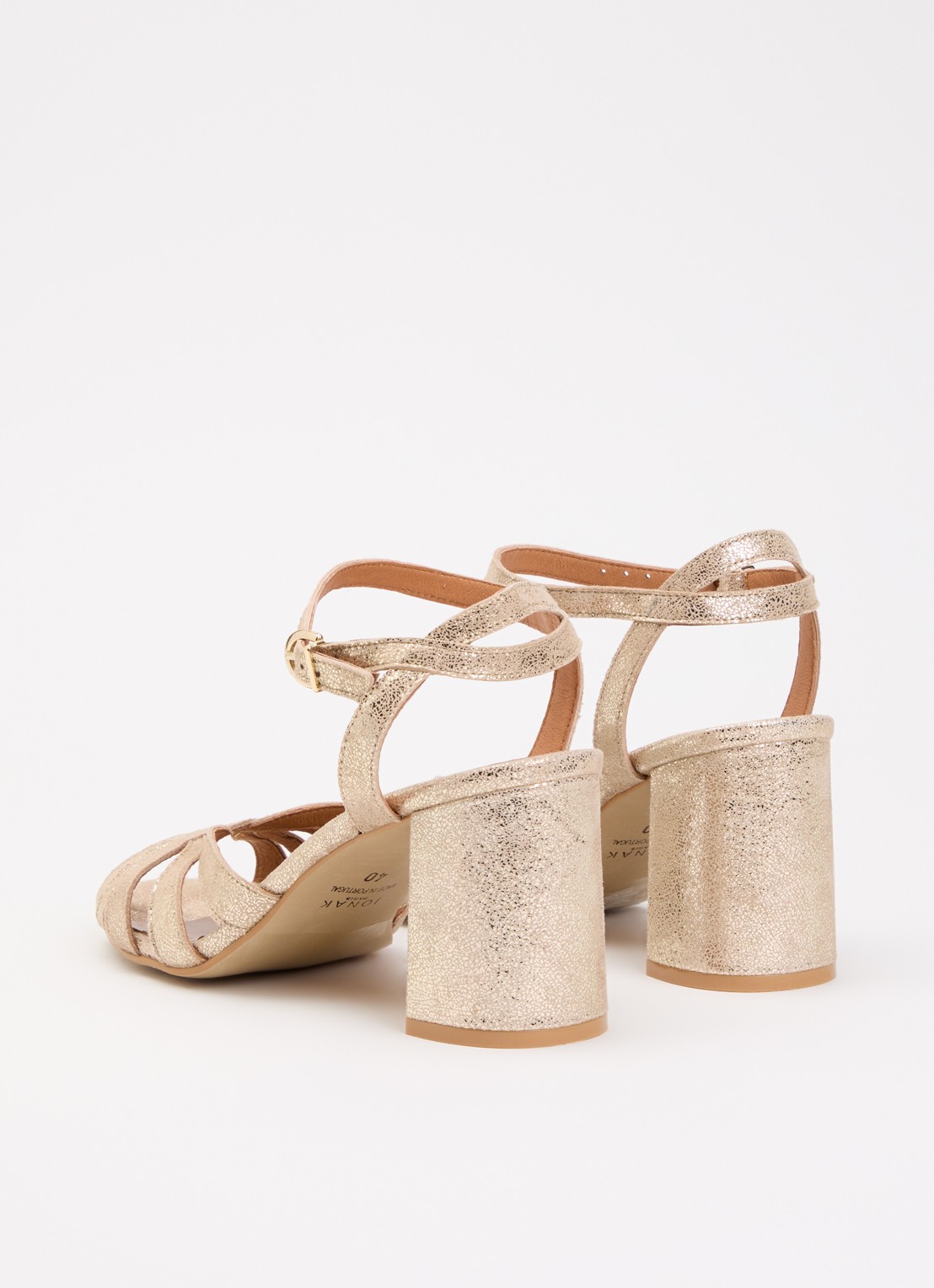 Jonak Debacq sandalette met metallic finish - achterkant 3 witgoud