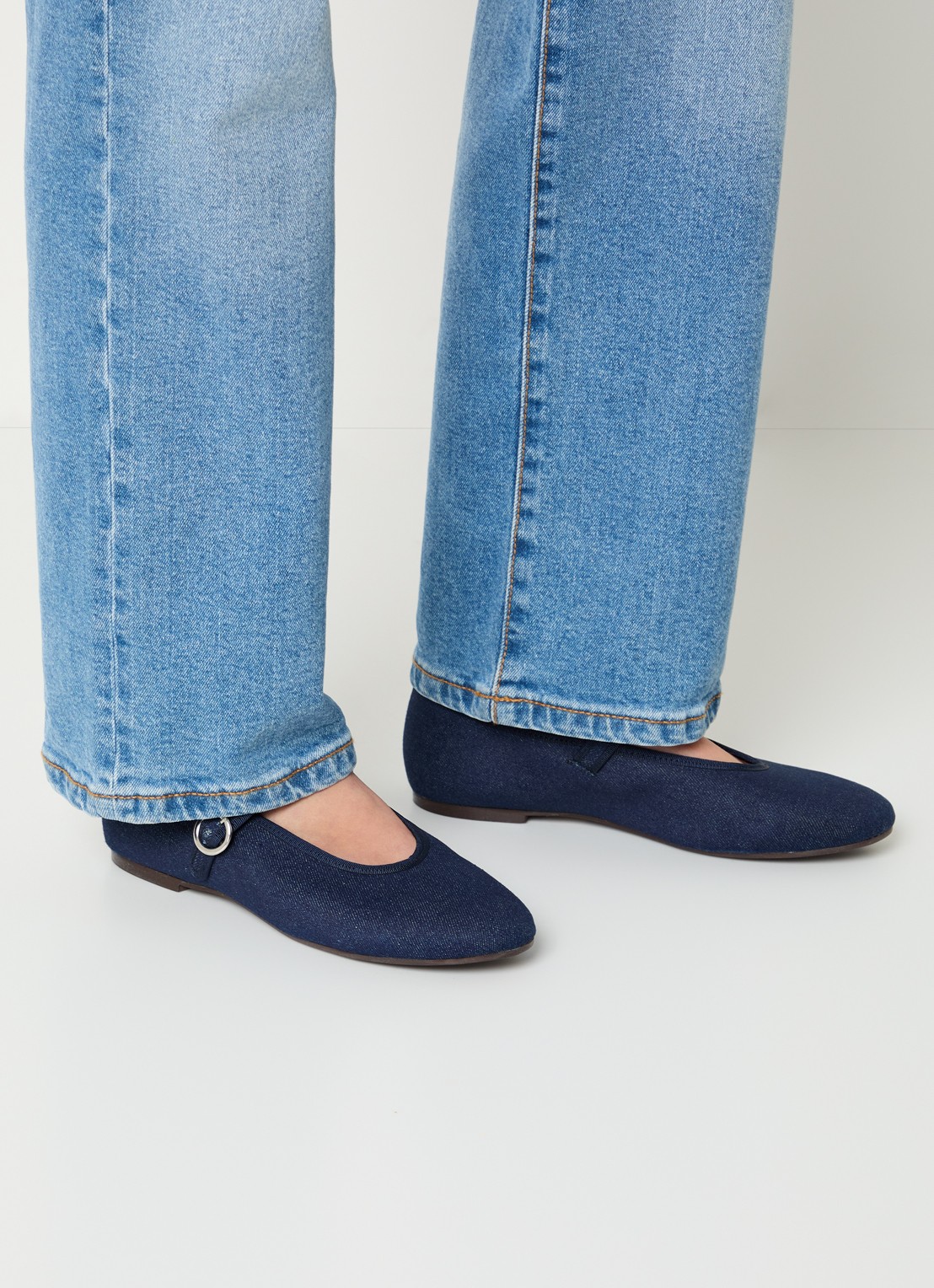 Jonak Deesse ballerina van denim - voorkant 2 denim