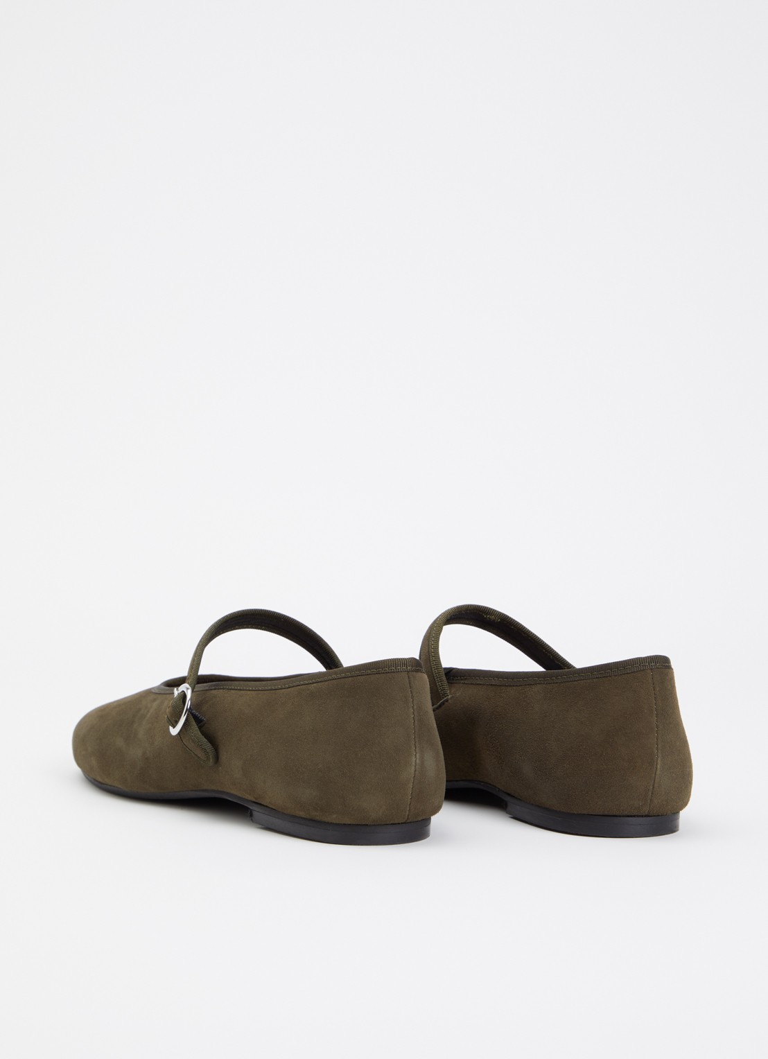 Jonak Deesse ballerina van kalfssuède met gespdetail - achterkant 6 khaki