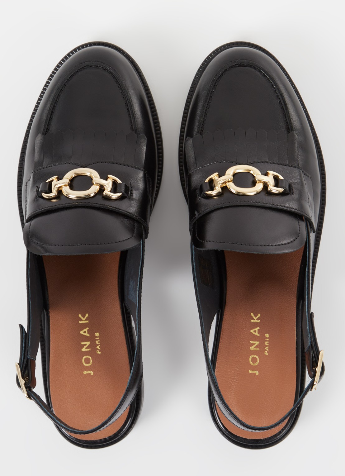 Jonak Delphy loafer van leer  - detail 2 zwart