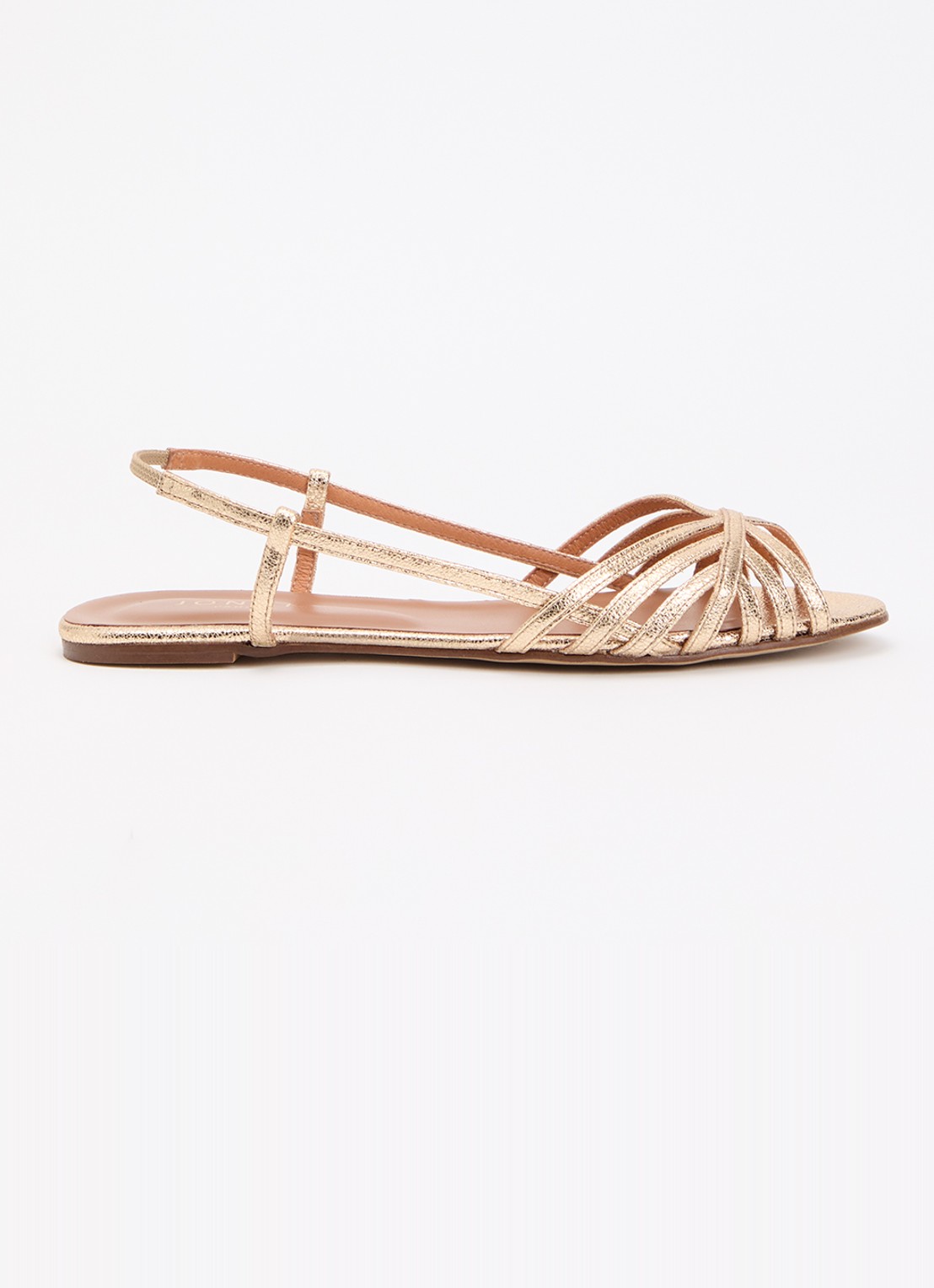 Jonak Deluck sandaal van leer met metallic finish  - voorkant goud