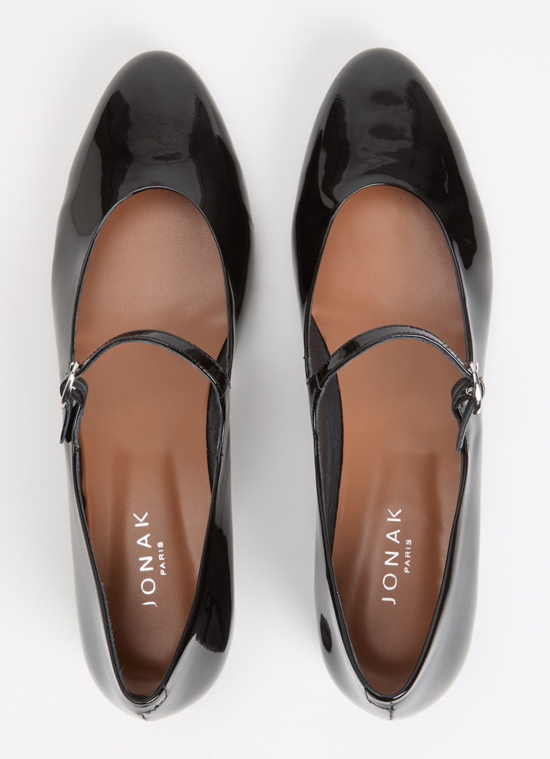 Jonak Desance Mary Jane ballerina van kalfsleer met lakfinish - detail 5 zwart