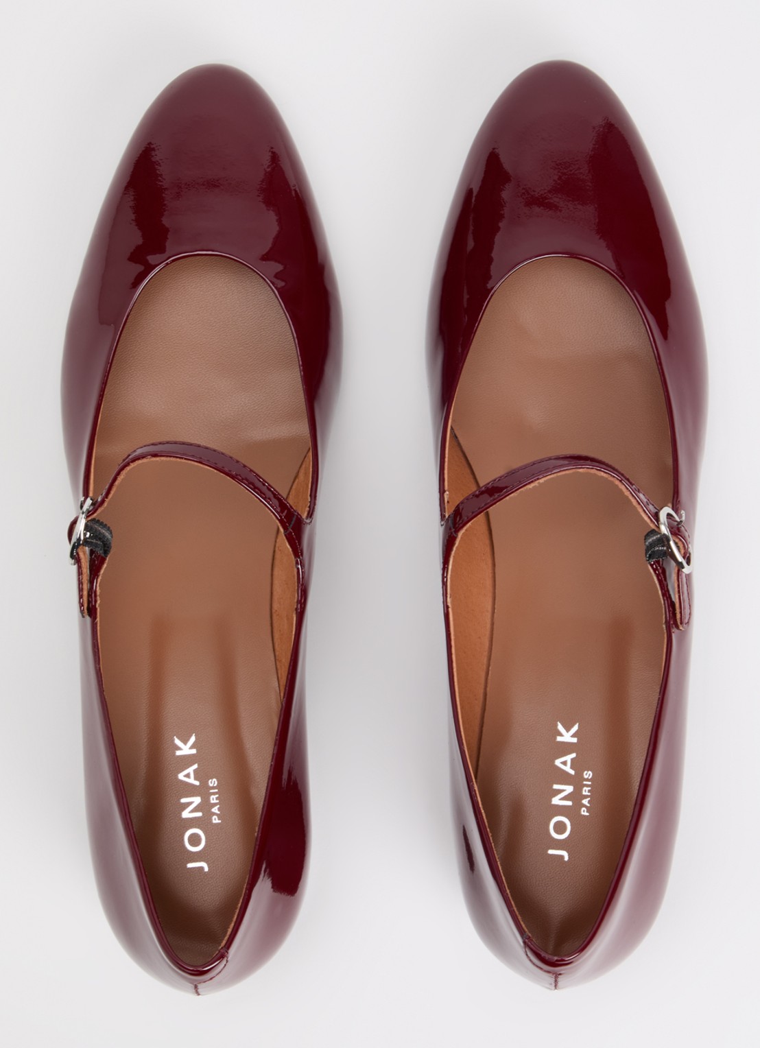 Jonak Desance Mary Jane ballerina van kalfsleer met lakfinish - detail 3 bordeauxrood
