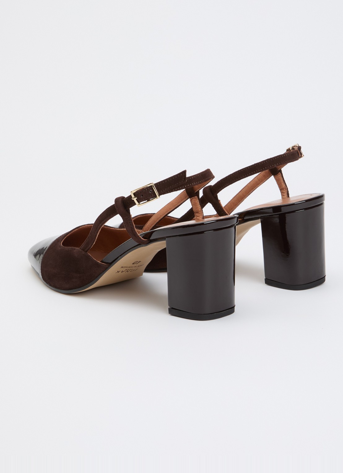 Jonak Dhapop slingback van kalfsleer - achterkant donkerbruin