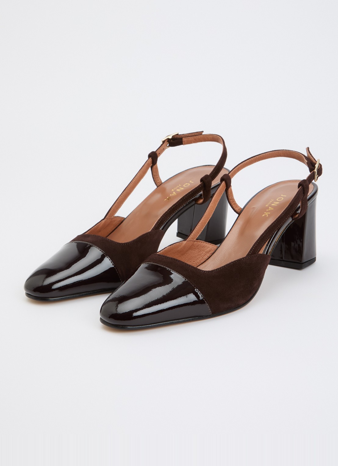 Jonak Dhapop slingback van kalfsleer - detail 4 donkerbruin