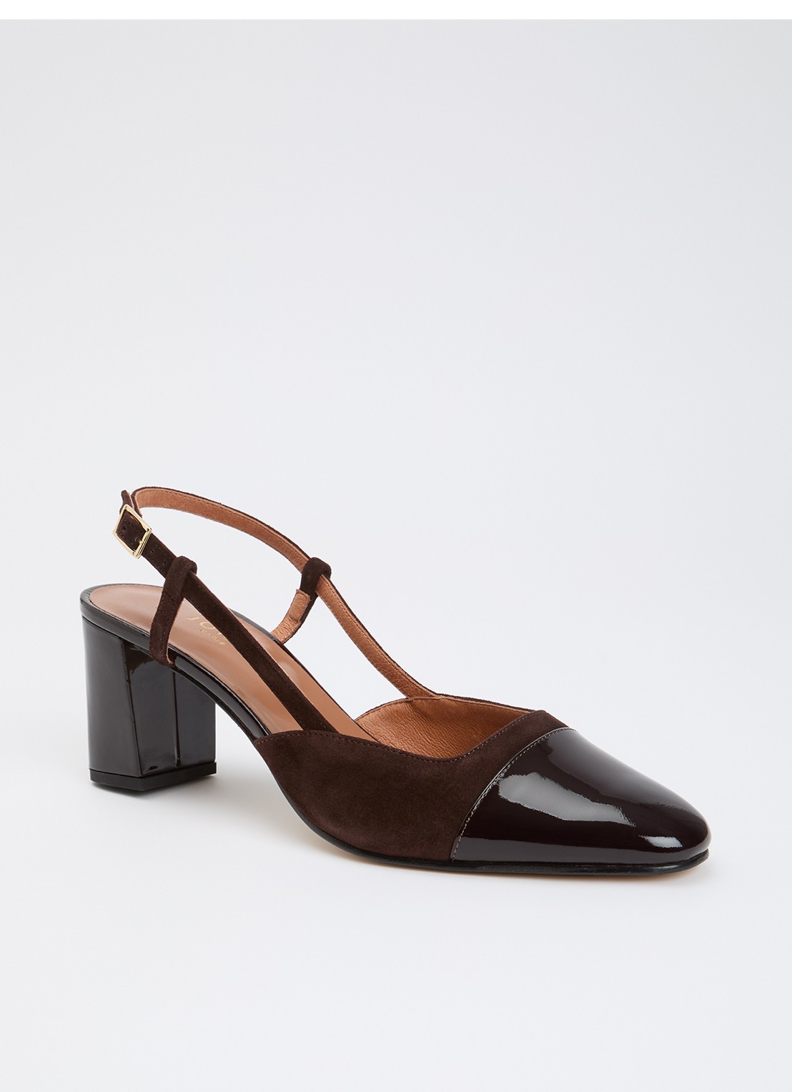Jonak Dhapop slingback van kalfsleer - voorkant 2 donkerbruin