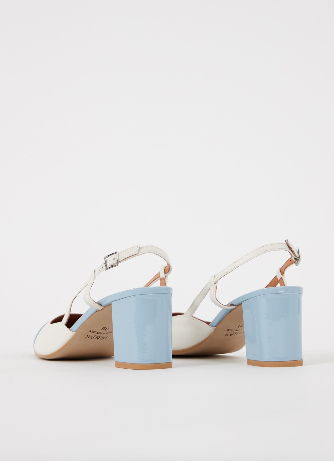 Jonak Dhapop slingback van leer   - achterkant 6 lichtblauw