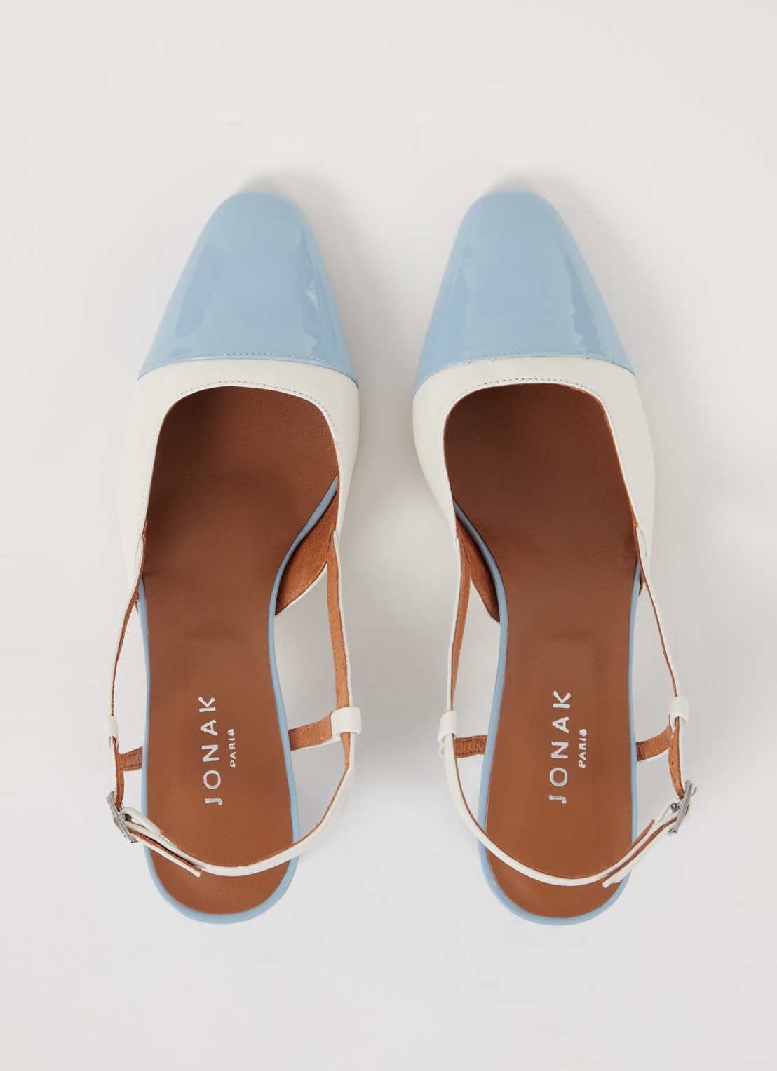 Jonak Dhapop slingback van leer   - detail 2 lichtblauw