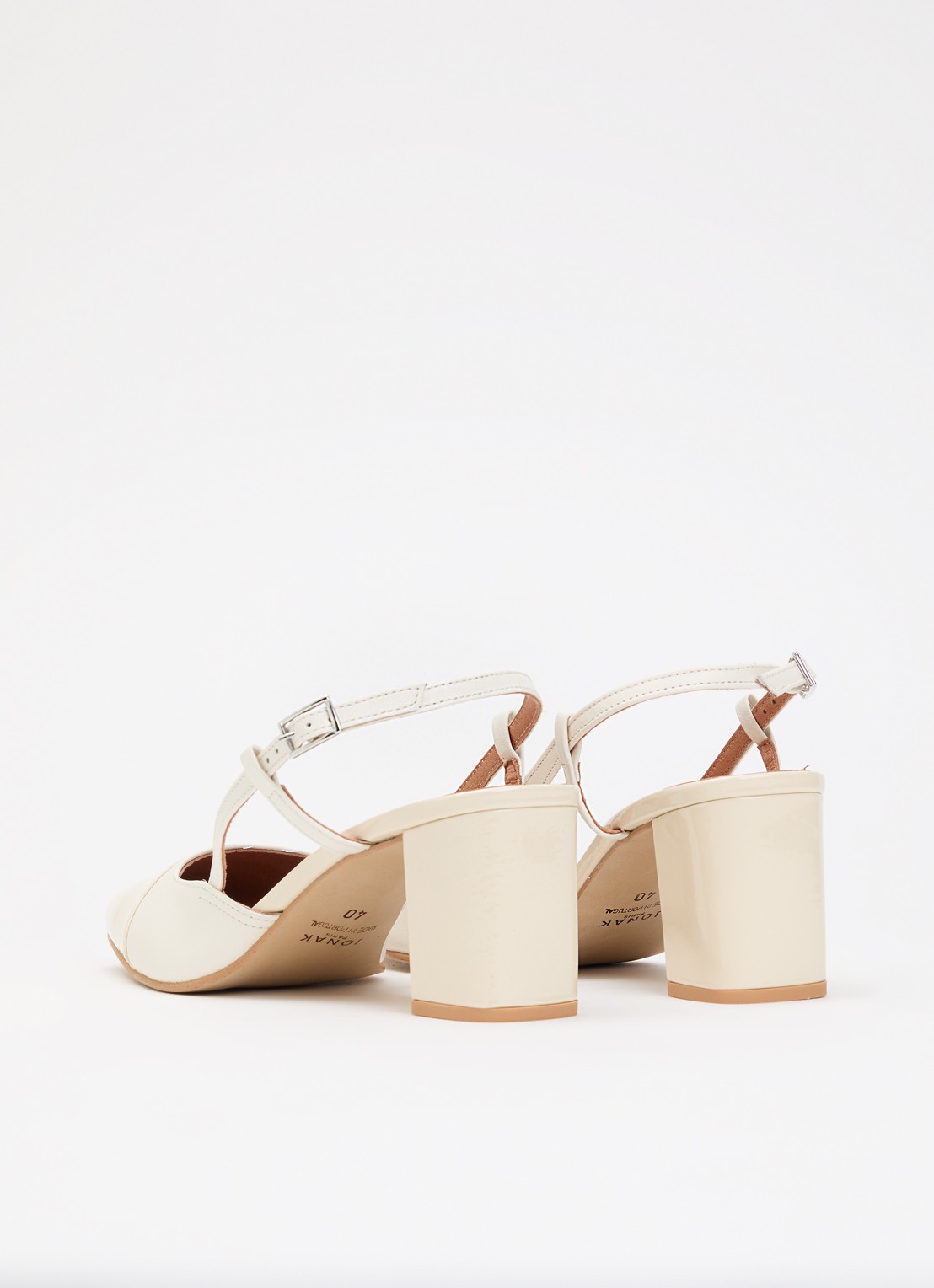 Jonak Dhapop slingback van leer   - achterkant 2 gebroken wit