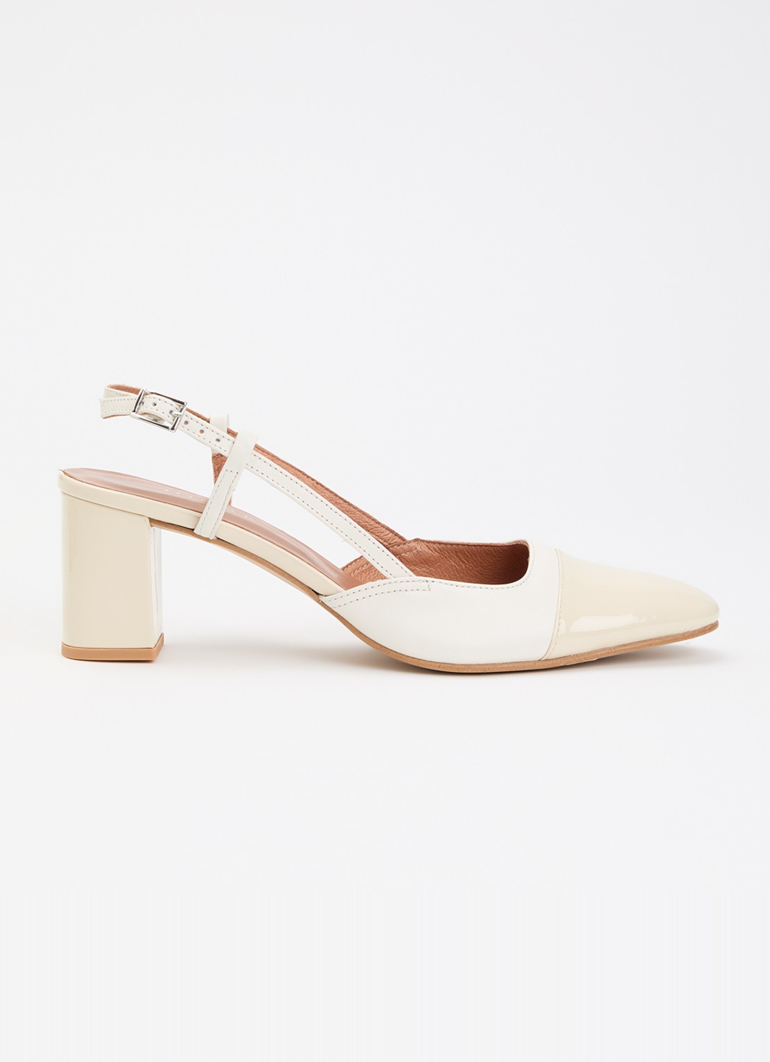 Jonak Dhapop slingback van leer   - voorkant gebroken wit