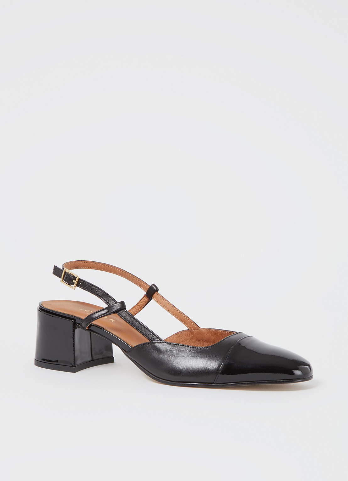 Jonak Dhapopy slingback met lakleren details - voorkant zwart