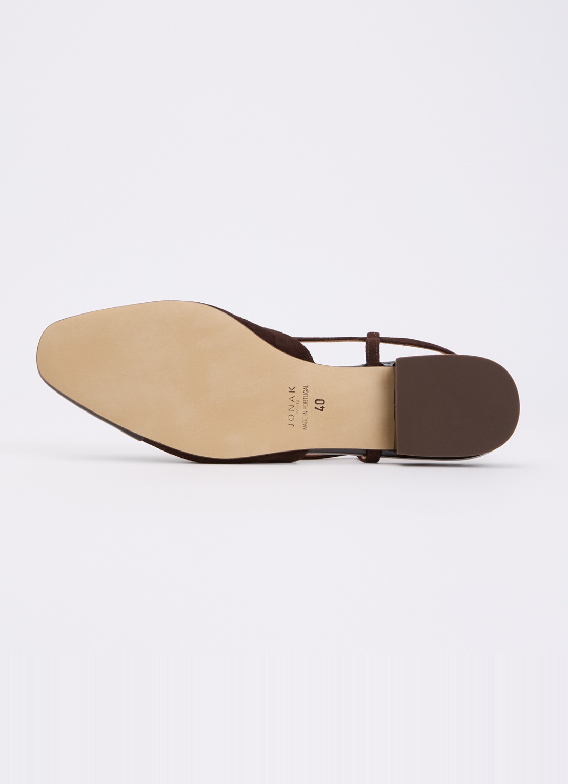 Jonak Dhapou slingback van kalfssuède met lakleren details - detail 5 donkerbruin