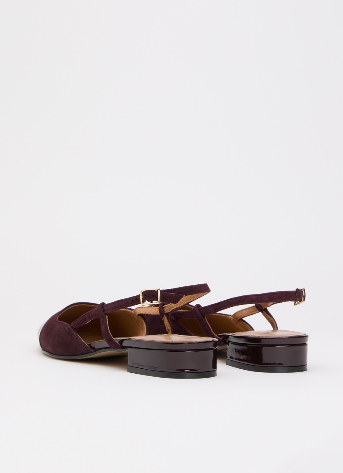 Jonak Dhapou slingback van kalfssuède met lakleren details - achterkant 5 bordeauxrood