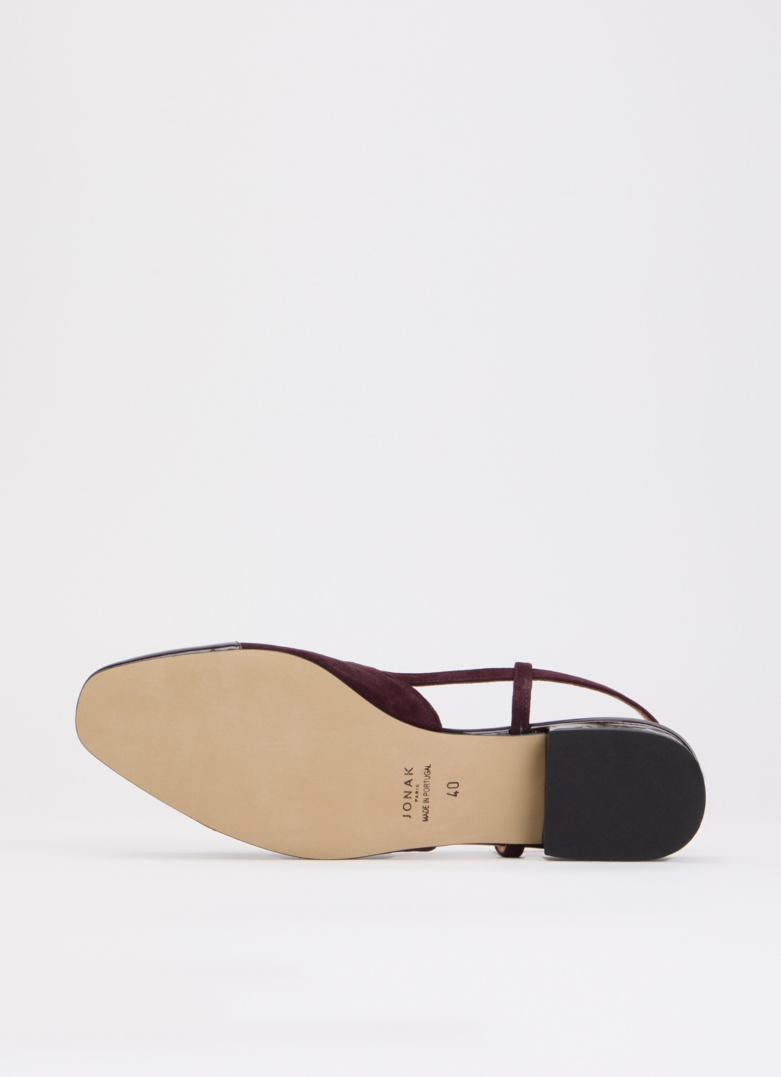 Jonak Dhapou slingback van kalfssuède met lakleren details - detail 4 bordeauxrood
