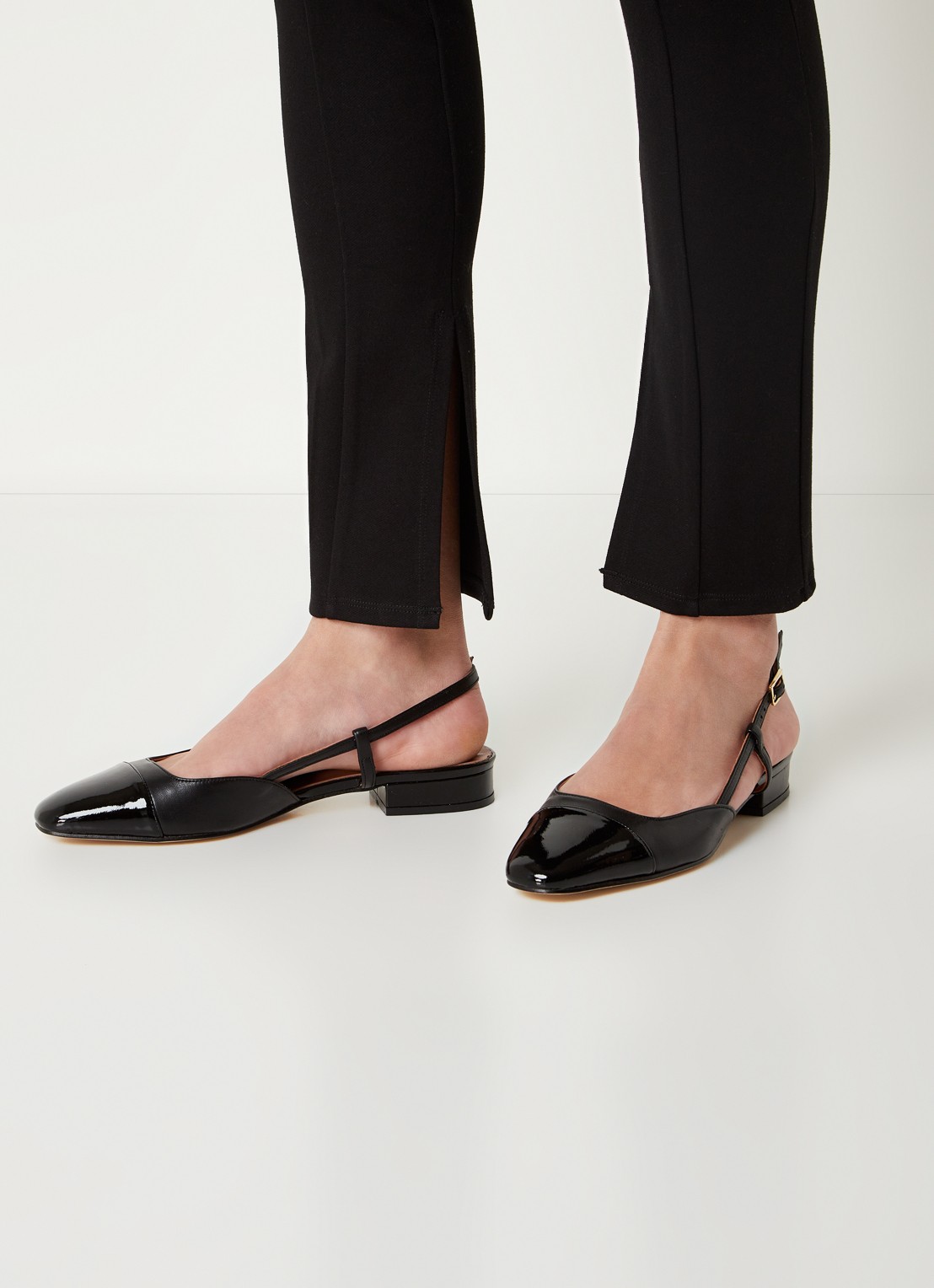Jonak Dhapou slingback van leer - voorkant 2 diepzwart