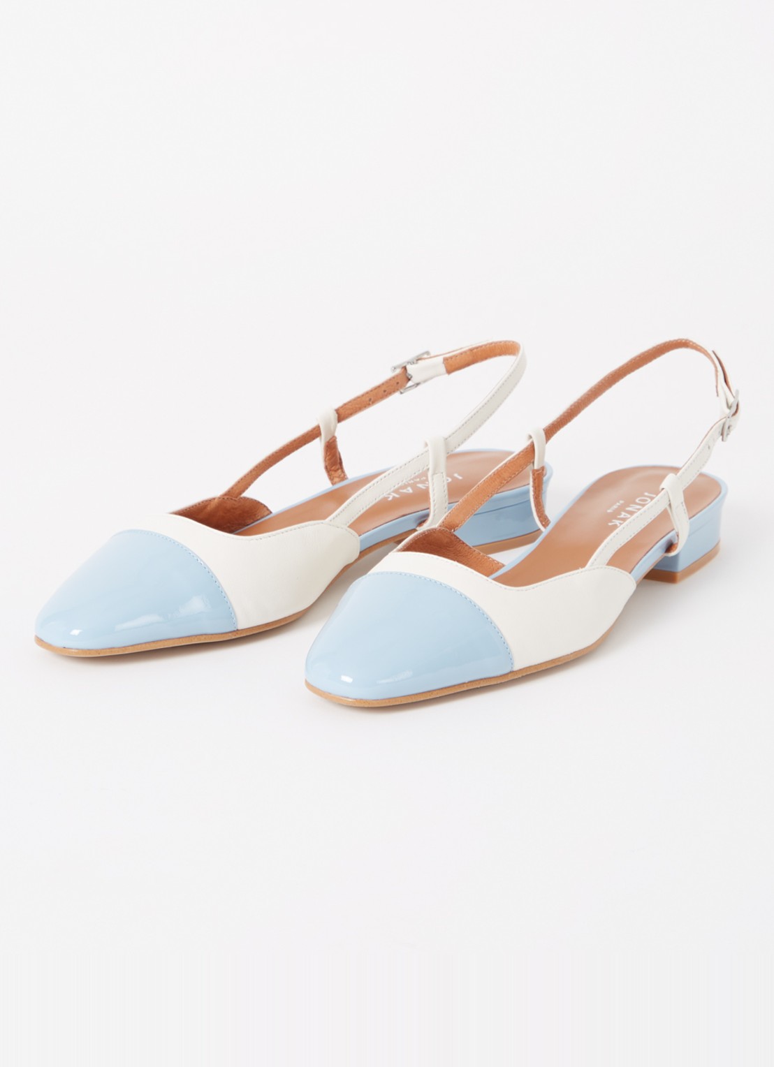 Jonak Dhapou slingback van leer - detail blauwgrijs