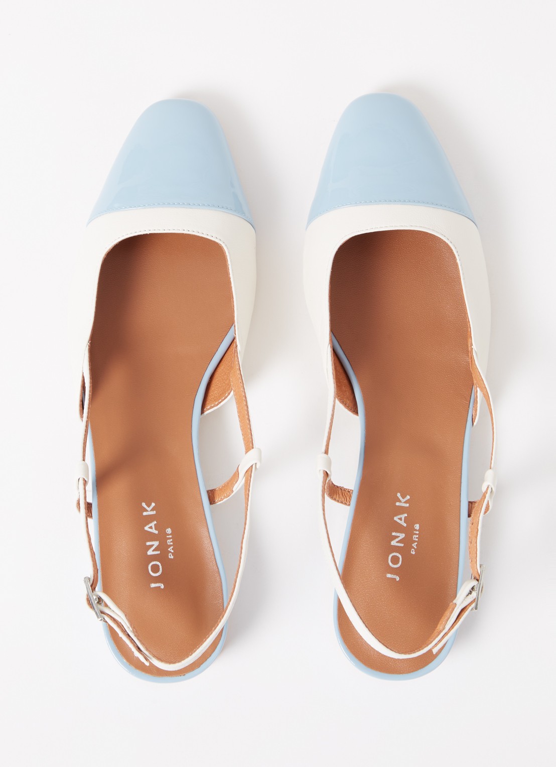 Jonak Dhapou slingback van leer - detail 2 blauwgrijs