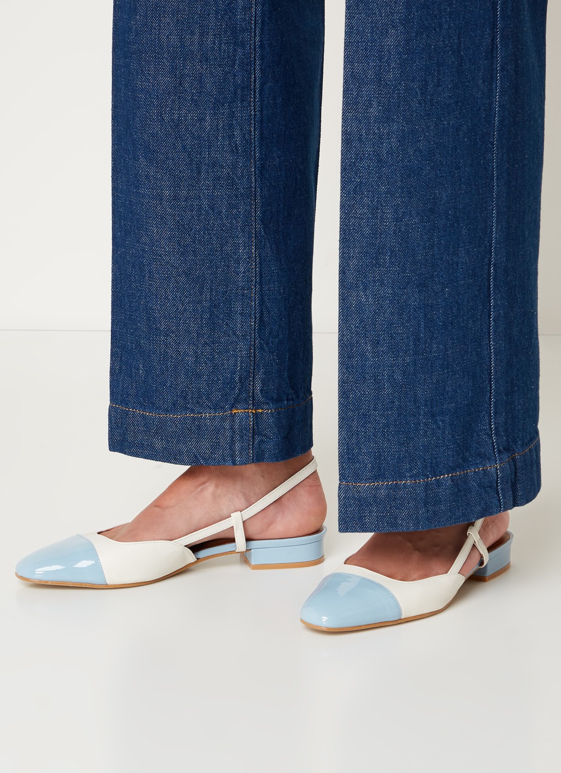 Jonak Dhapou slingback van leer - voorkant 6 blauwgrijs