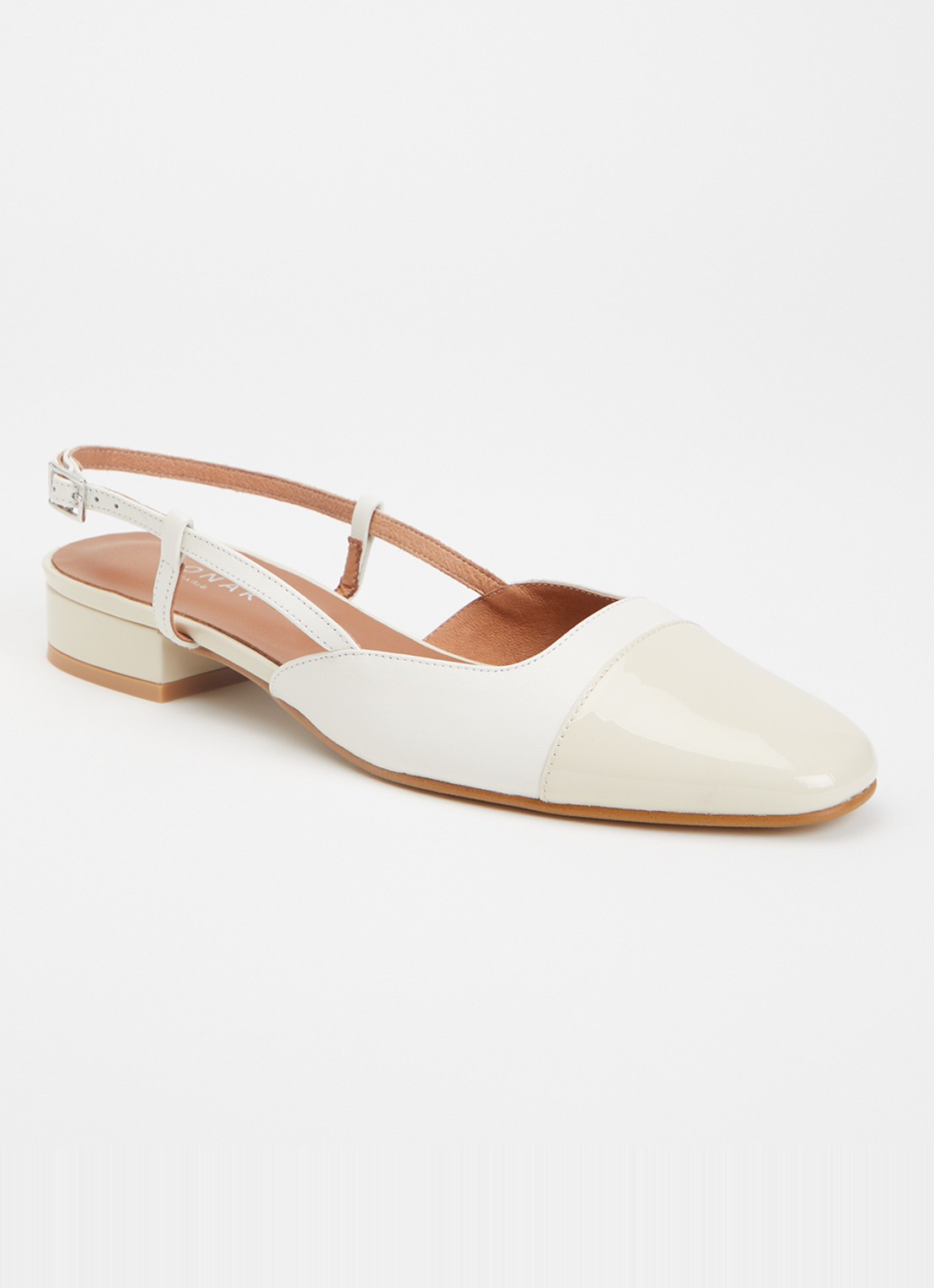 Jonak Dhapou slingback van leer - voorkant 4 ivoor